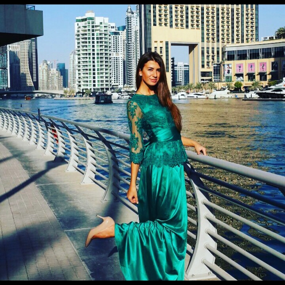 Green prom dress Handmade dress , gown for special occasions /prom